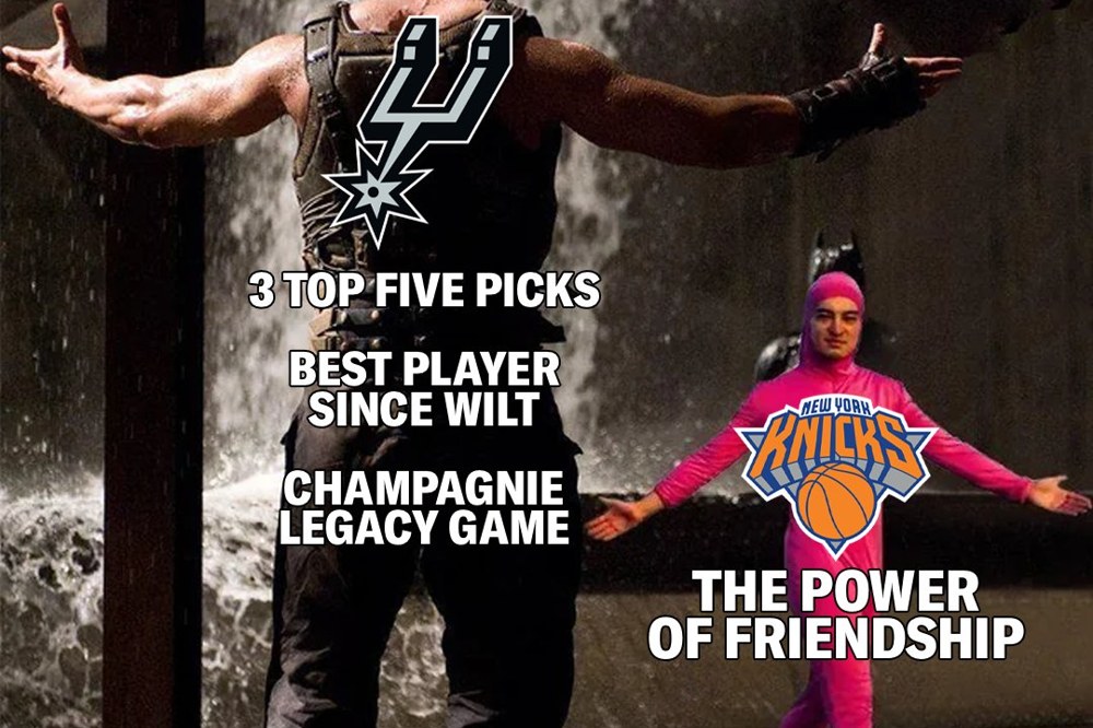 A glowing orange basketball on a throne under Madison Square Garden spotlights.